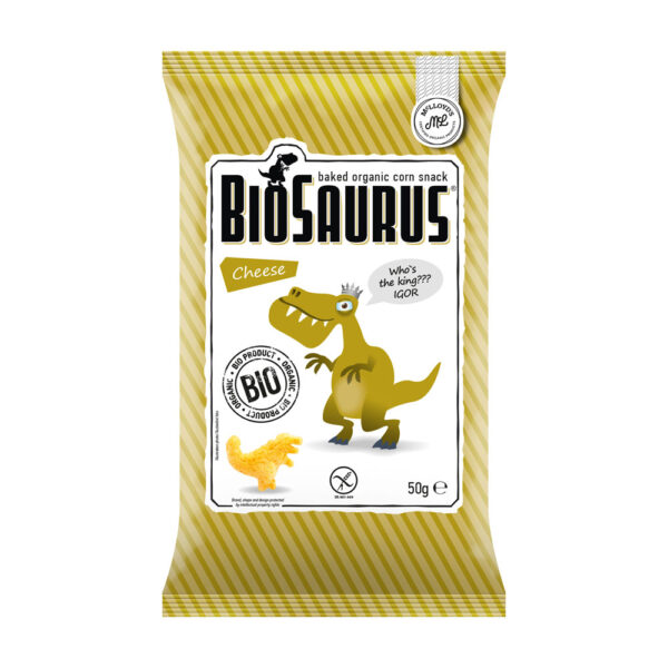 McLLoyds Biosaurus Baked Organic Corn Snack Chips Cheese 50g