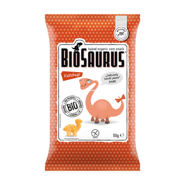 McLLoyds Biosaurus Baked Organic Corn Snack Chips Ketchup 50g