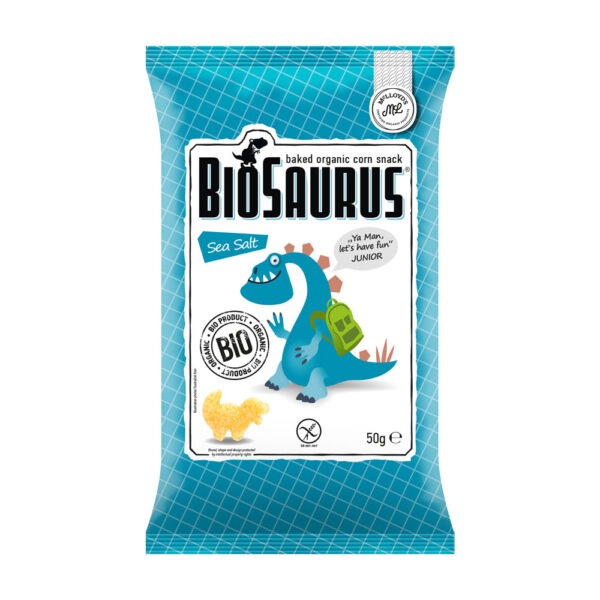McLLoyds Biosaurus Baked Organic Corn Snack Chips Sea Salt 50g