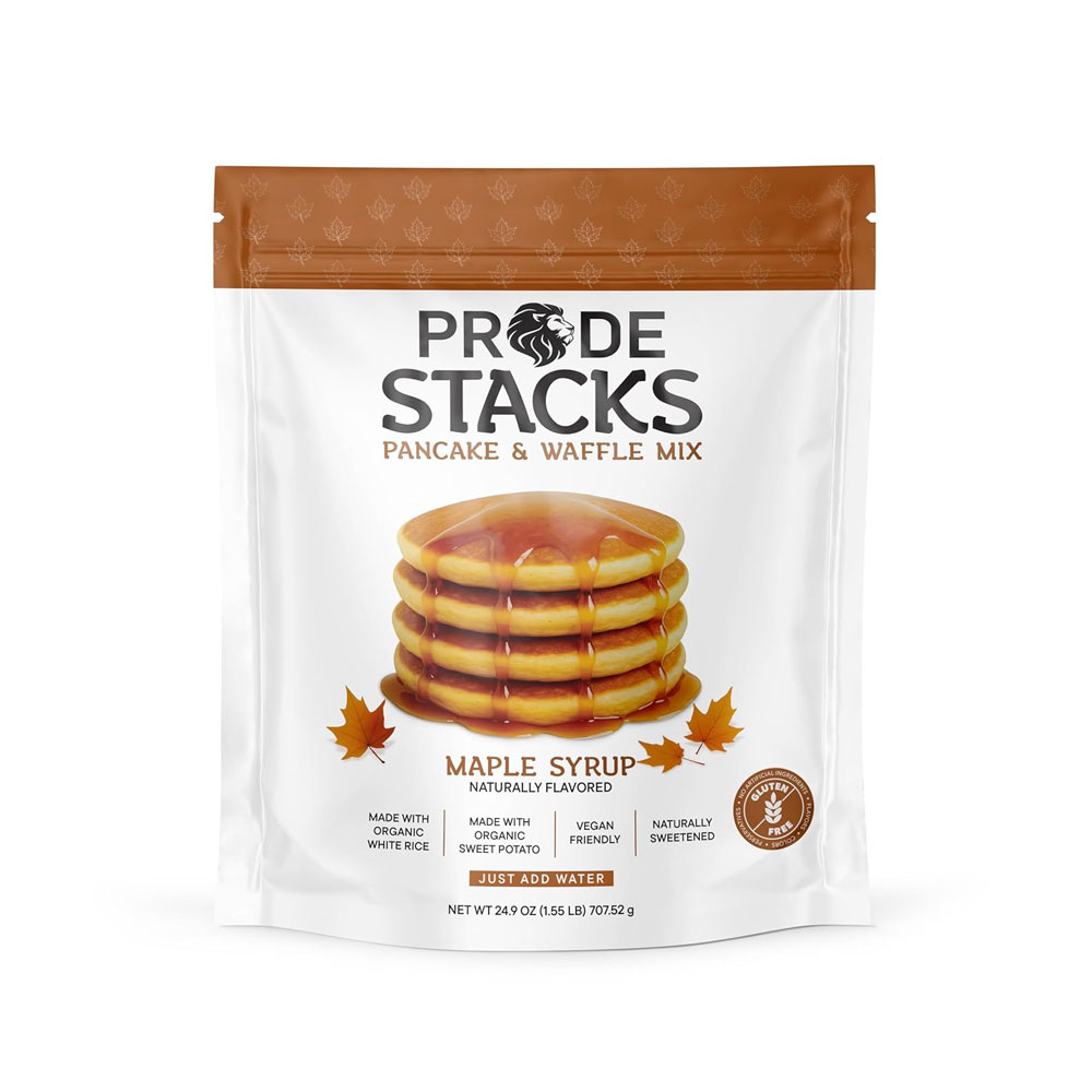 Pride Foods Rice N Grinds Stacks Pancake and Waffle Mix Maple Syrup Naturally Flavored 707.52g